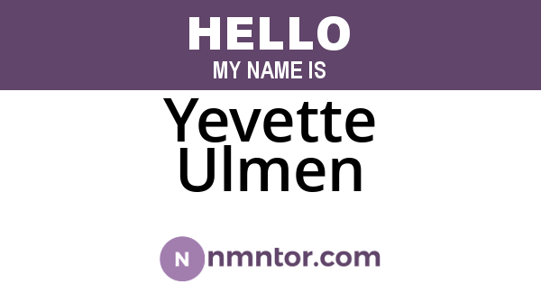 Yevette Ulmen