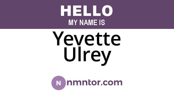Yevette Ulrey