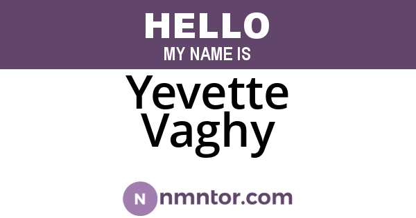 Yevette Vaghy