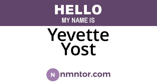 Yevette Yost