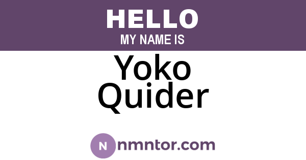 Yoko Quider