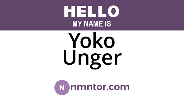 Yoko Unger