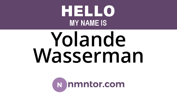 Yolande Wasserman