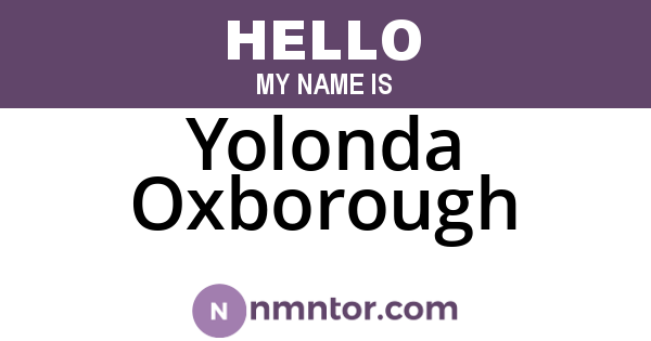 Yolonda Oxborough