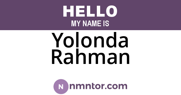 Yolonda Rahman