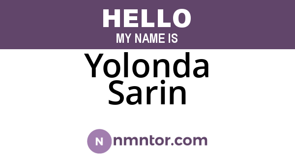 Yolonda Sarin