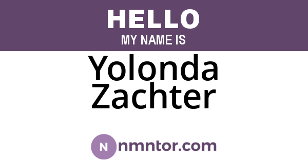Yolonda Zachter