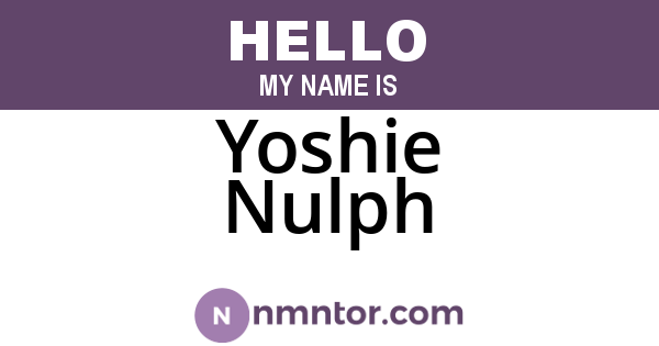 Yoshie Nulph