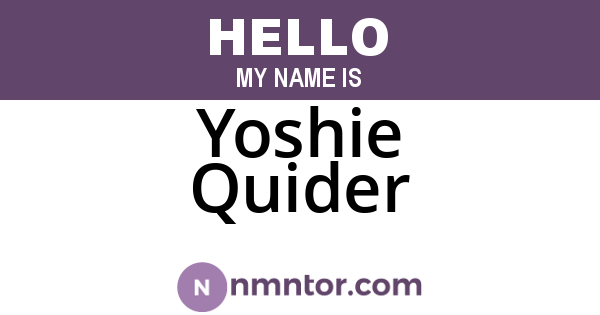 Yoshie Quider