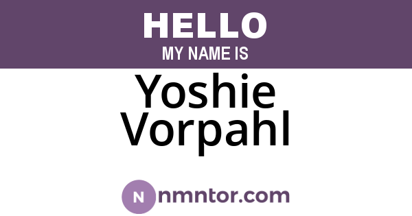 Yoshie Vorpahl