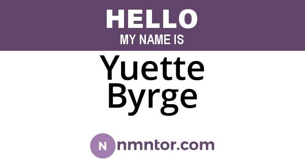 Yuette Byrge