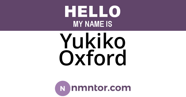 Yukiko Oxford