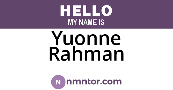 Yuonne Rahman