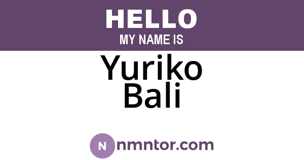 Yuriko Bali