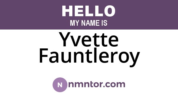 Yvette Fauntleroy