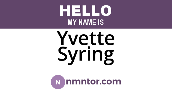 Yvette Syring