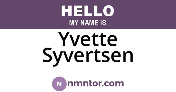 Yvette Syvertsen