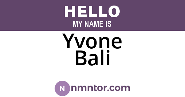 Yvone Bali