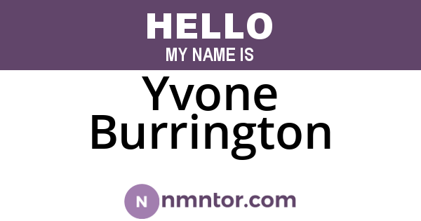 Yvone Burrington