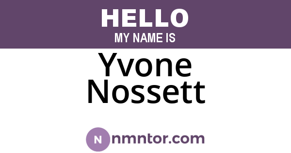 Yvone Nossett