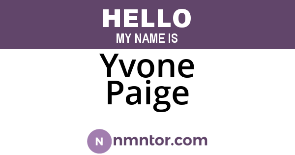 Yvone Paige