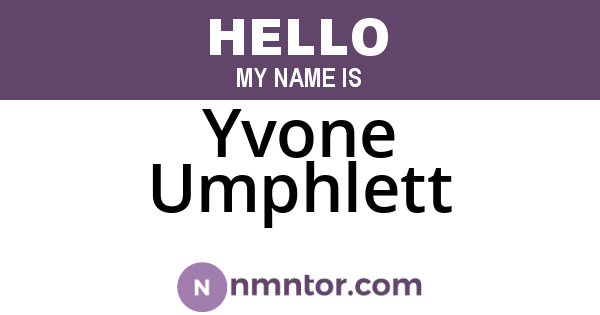 Yvone Umphlett