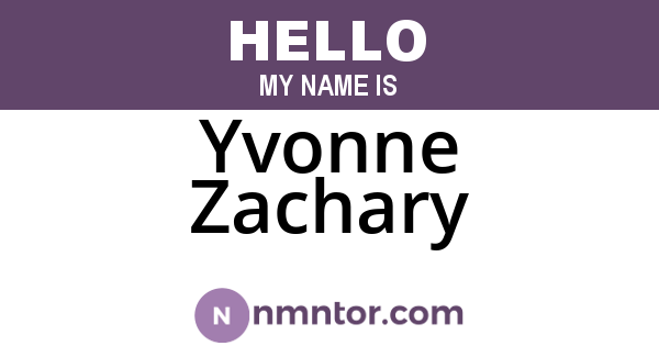 Yvonne Zachary