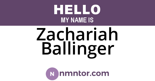 Zachariah Ballinger
