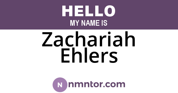 Zachariah Ehlers
