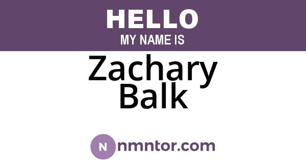 Zachary Balk