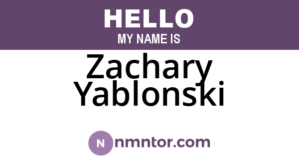 Zachary Yablonski