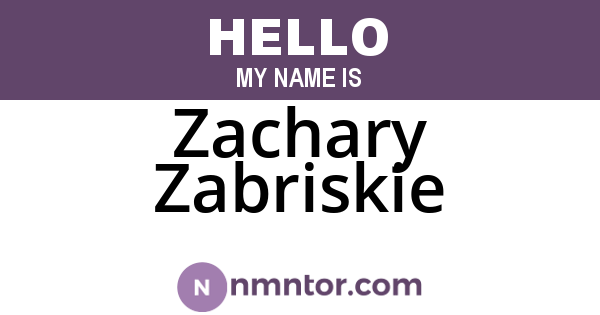 Zachary Zabriskie