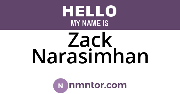 Zack Narasimhan
