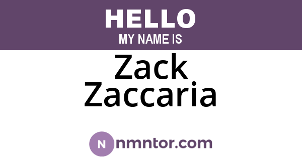 Zack Zaccaria