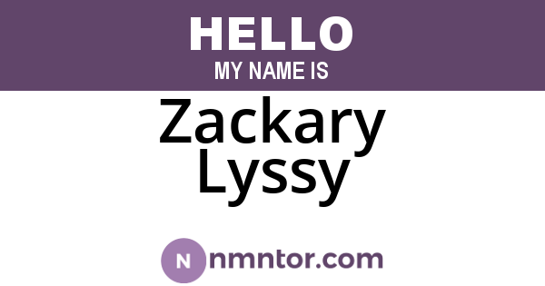 Zackary Lyssy