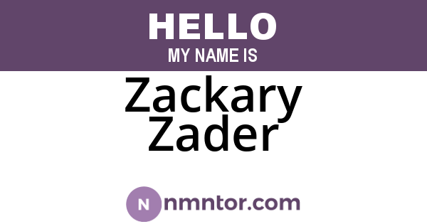Zackary Zader