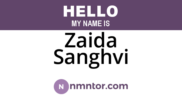 Zaida Sanghvi