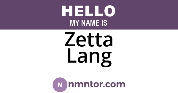 Zetta Lang
