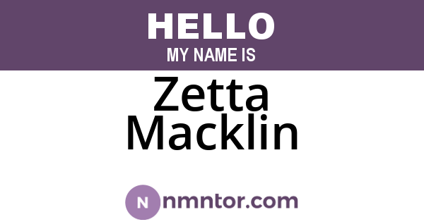Zetta Macklin