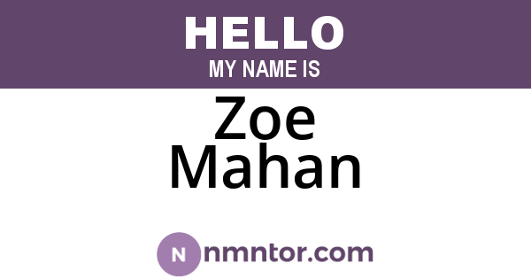 Zoe Mahan