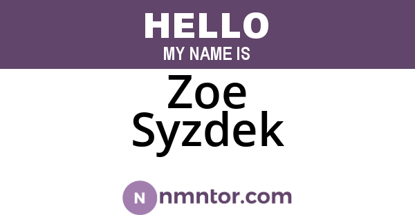 Zoe Syzdek