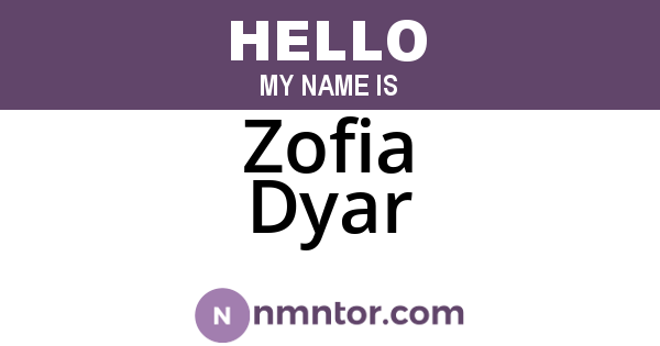 Zofia Dyar