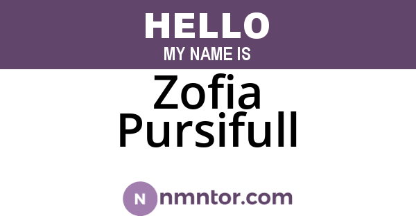 Zofia Pursifull