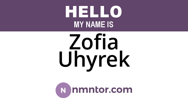 Zofia Uhyrek