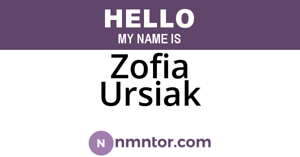 Zofia Ursiak