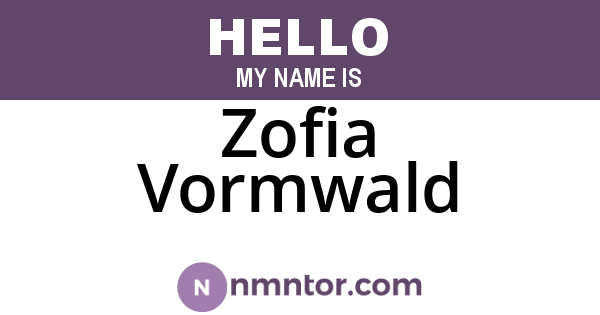 Zofia Vormwald