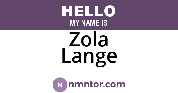 Zola Lange
