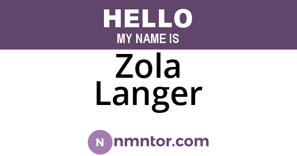 Zola Langer