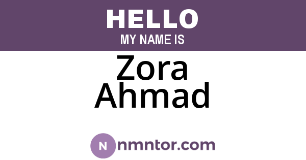 Zora Ahmad