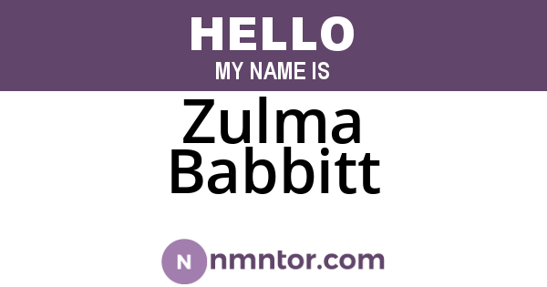 Zulma Babbitt